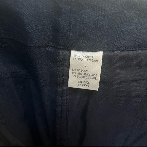 Theory Potter TS Navy Linen Cargo Pants Sz 8 - Picture 5 of 11